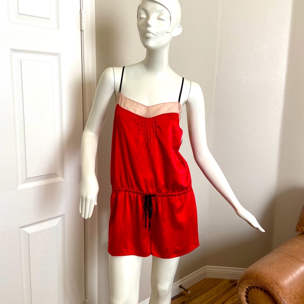 Cosmopolitan Lingerie red silk romper size L